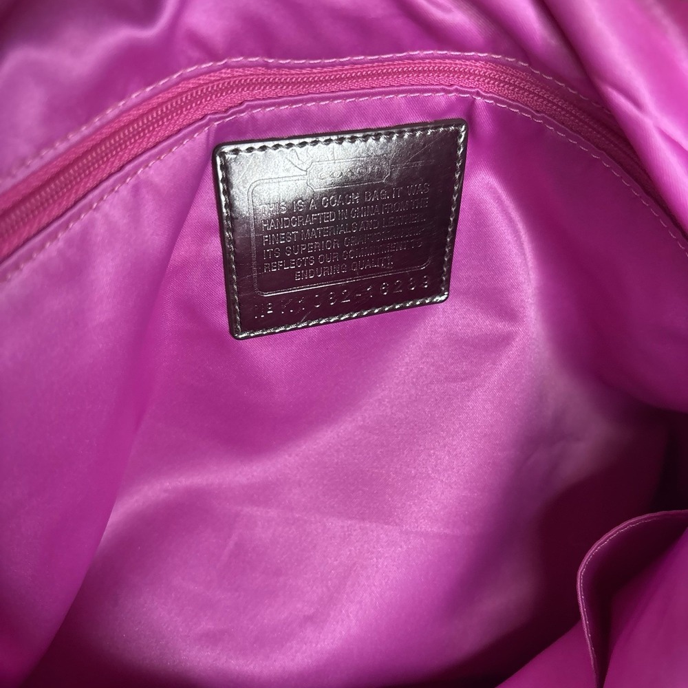 Coach Vintage Poppy Shoulder Bag Logo Beige Pink Glitter Sparkle jaquard - Picture 10 of 12